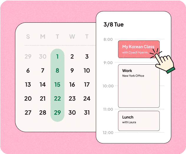 Flexible class scheduling calendar